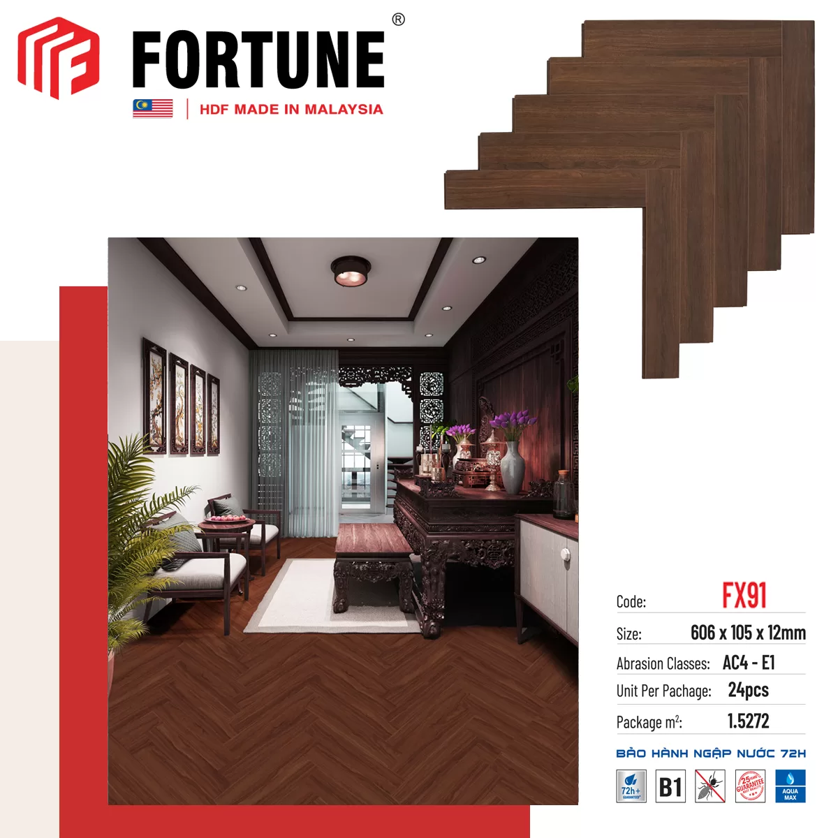 Thông Tin Chung Về Sàn Gỗ Fortune 12mm Xương Cá – FX91