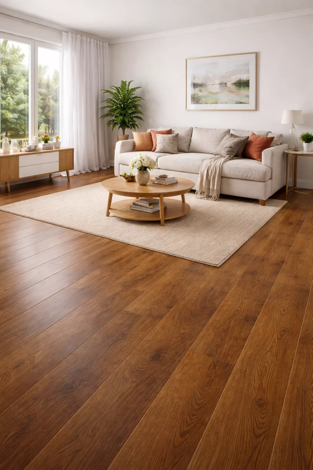 Ứng dụng linh hoạt trong thiết kế nội thất Sàn gỗ Robina 12mm bản nhỏ – AB325