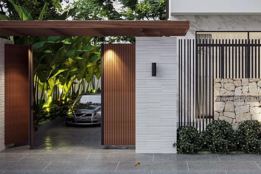 Ứng dụng của cổng gỗ nhựa Nhà phố và biệt thự