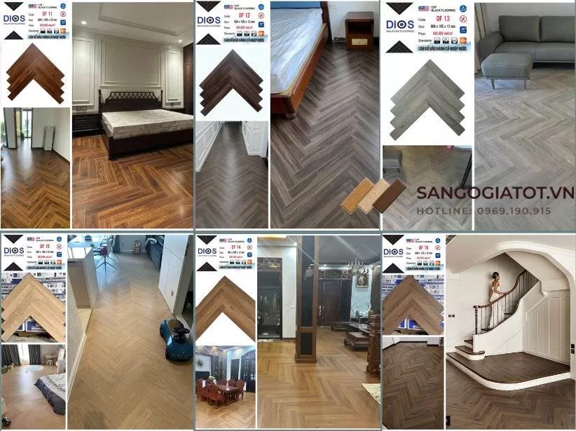 Sàn gỗ xương cá cốt đen DIOS với 06 màu mẫu siêu đẹp