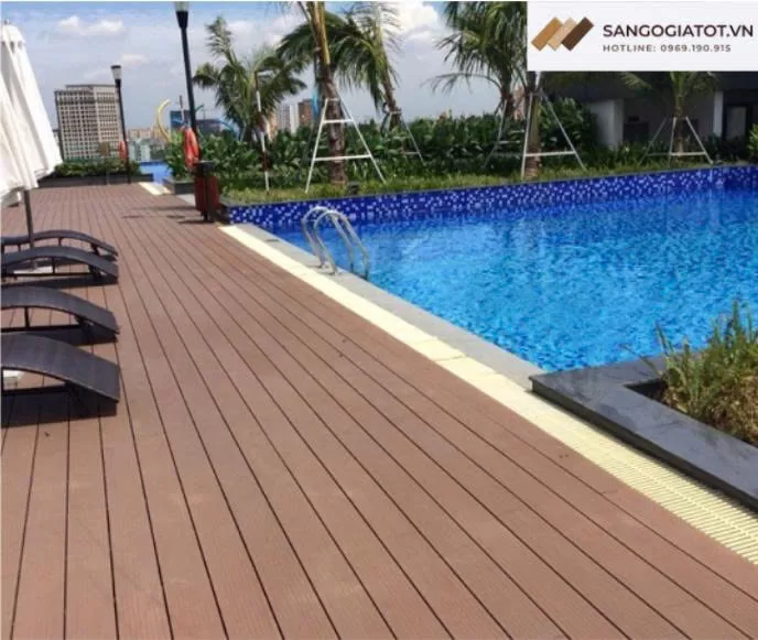 Sàn gỗ bể bơi sang trọng cho biệt thự Và Resort